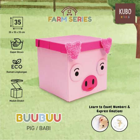 KUBO Kotak Penyimpanan 35 x 35 x 35 Cm Farm Series Buubuu / Babi