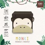 KUBO KIDS Kotak Penyimpanan Mainan Anak Ukuran 35x35x35 cm - Jungle Series Karakter Monyet/Monki
