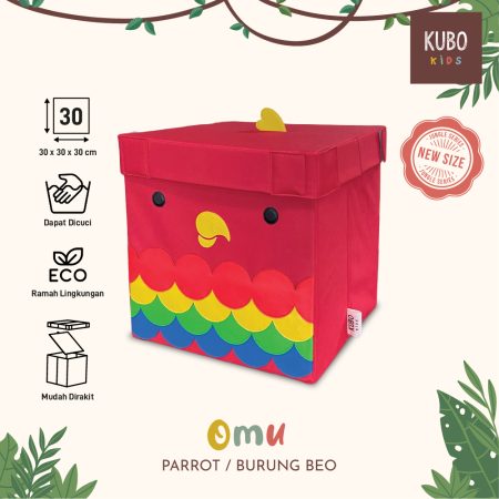 KUBO Kotak Penyimpanan 30 x 30 x 30 Cm Little Jungle Series Omu/Burung