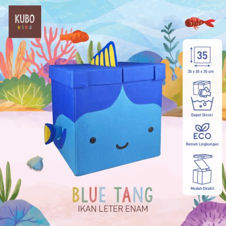 KUBO Kotak Penyimpanan 35 x 35 x 35 Cm Ocean Series Aohagi/Blue Tang