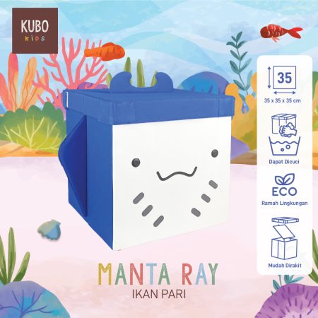 KUBO Kotak Penyimpanan 35 x 35 x 35 Cm Ocean Series Manta/Stingray