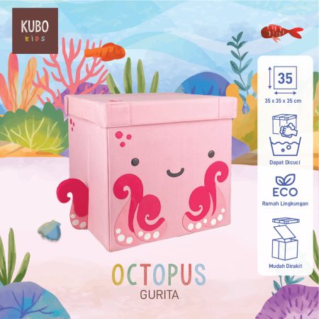 KUBO Kotak Penyimpanan 35 x 35 x 35 Cm Ocean Series Tako / Octopus