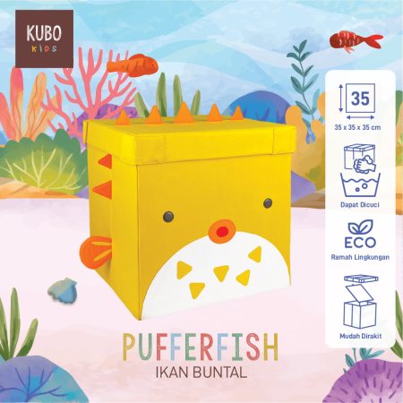 KUBO Kotak Penyimpanan 35 x 35 x 35 Cm Ocean Series Fugu / Puffer Fish
