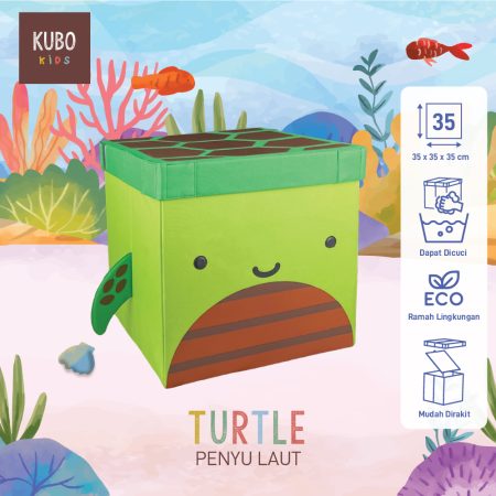 KUBO Kotak Penyimpanan 35 x 35 x 35 Cm Ocean Series Kame / Kura - Kura
