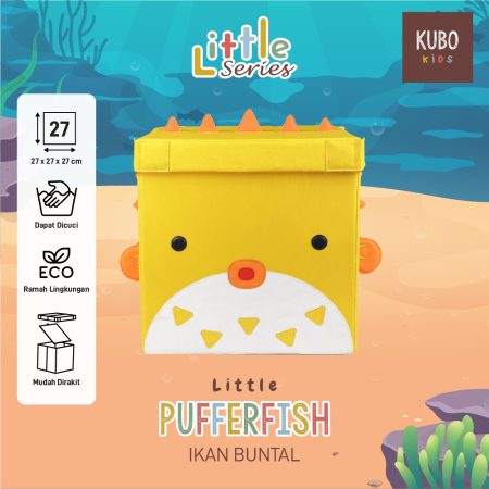 Kubo Kids Kotak Penyimpanan Mainan Anak Ukuran 27x27x27 cm - Littlel Series Karakter Puffer Fish/Ikan Buntal