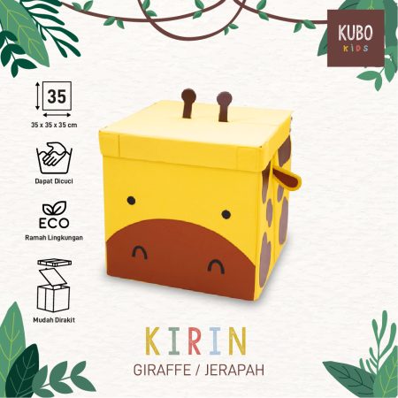 KUBO KIDS Kotak Penyimpanan Mainan Anak Ukuran 35x35x35 cm - Jungle Series Karakter Jerapah/Giraffe